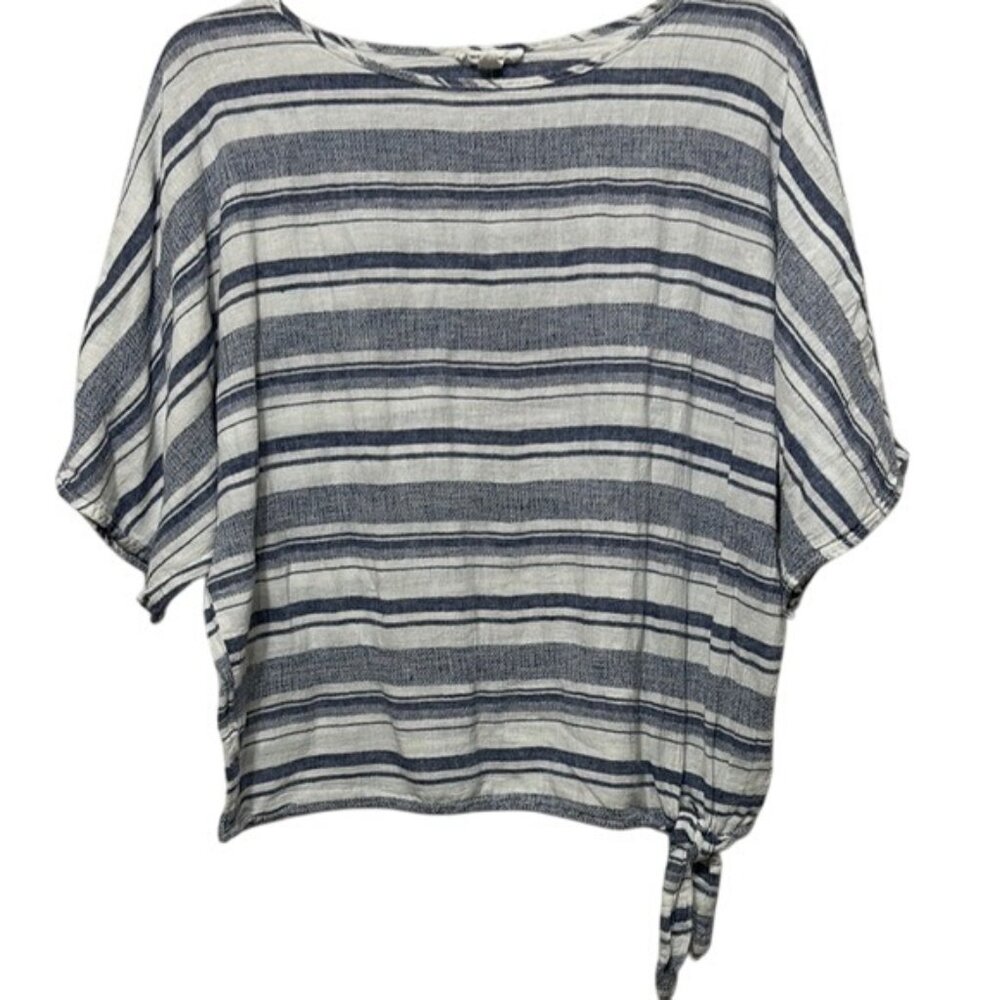 beachlunchlounge Blue Striped Scoop Neck Top, Women's Medium
